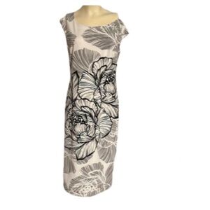 Chic Black and White Floral Midi Dress